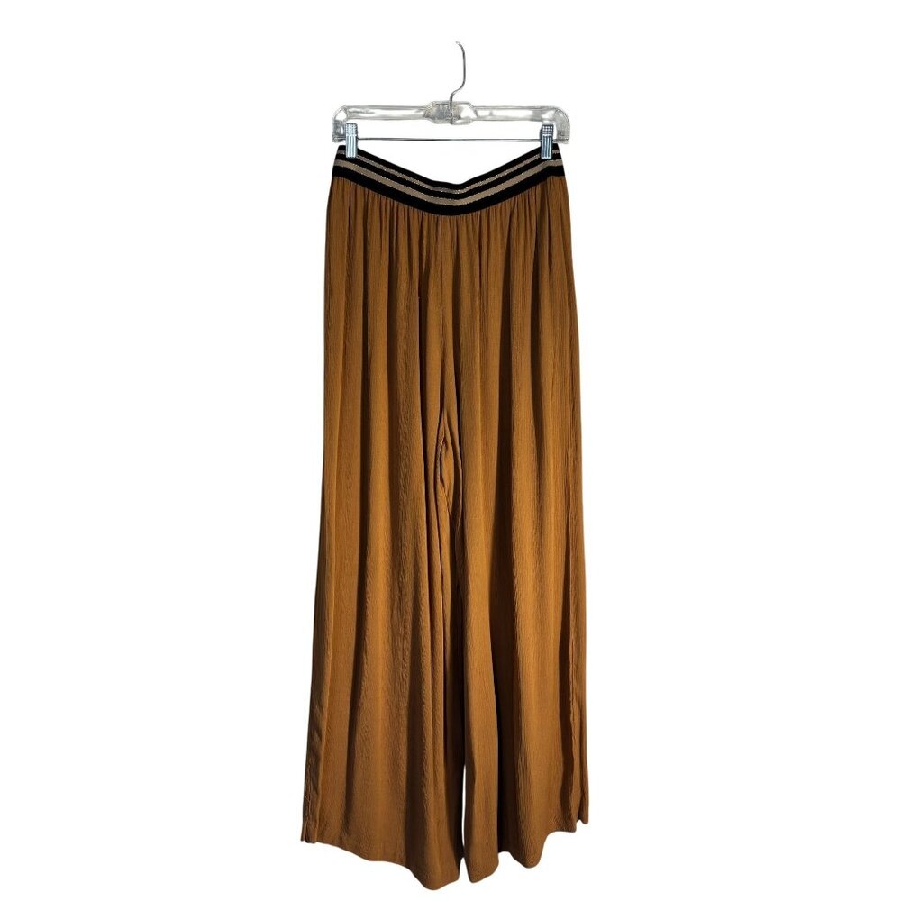 Dolan Left Coast Collection Wide-Leg Gold Pants With Striped Waistband Size M - Picture 3 of 11